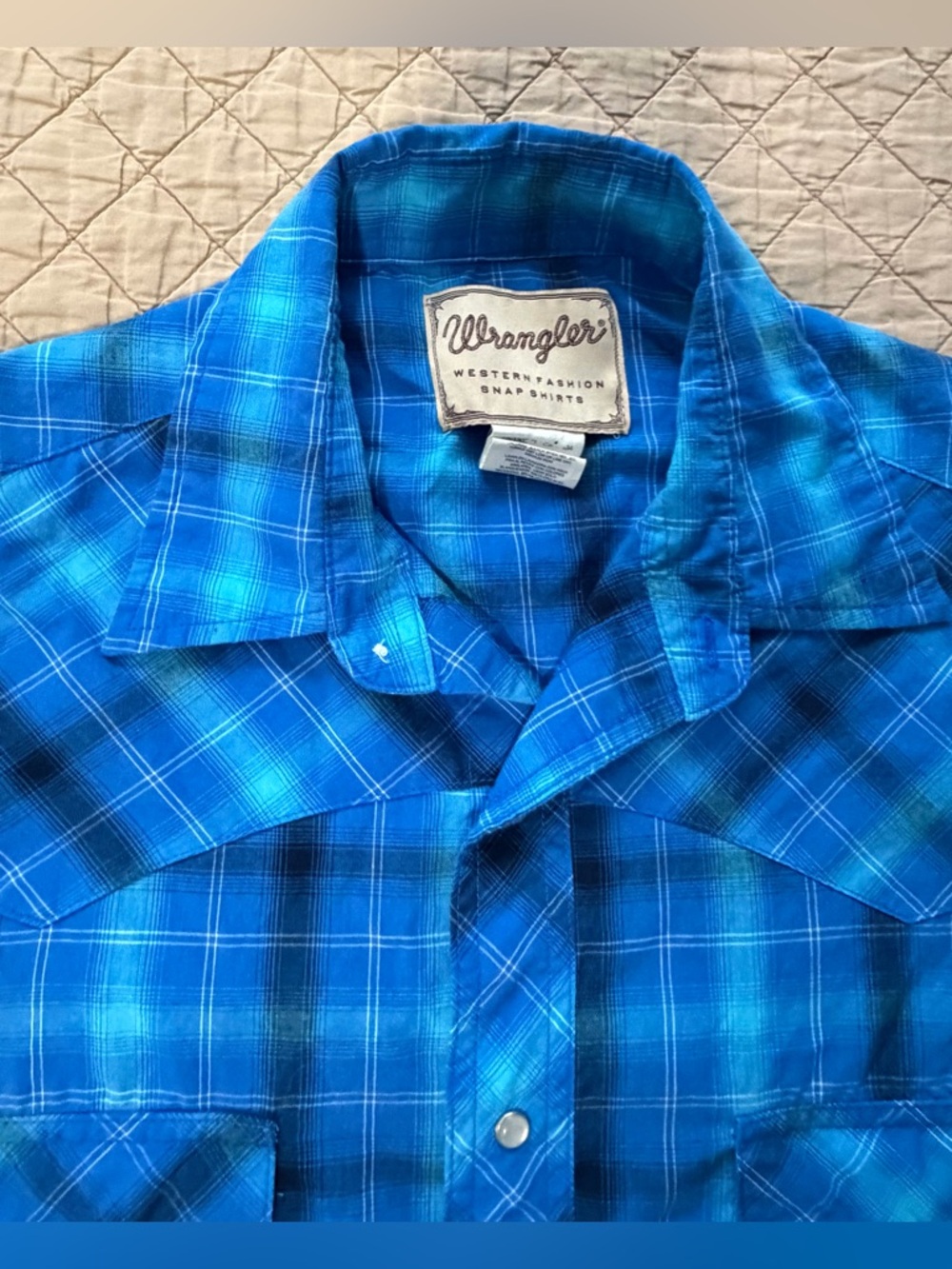 Wrangler Western Shirt Mens Large Plaid Pearl Snap Short Sleeve Cowboy Rodeo - Picture 4 of 10